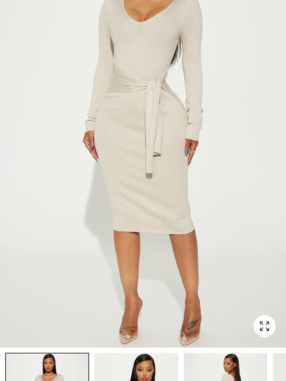 Fashion Nova Marisa Sweater Midi Dress - Oatmeal - Picture 4 of 4